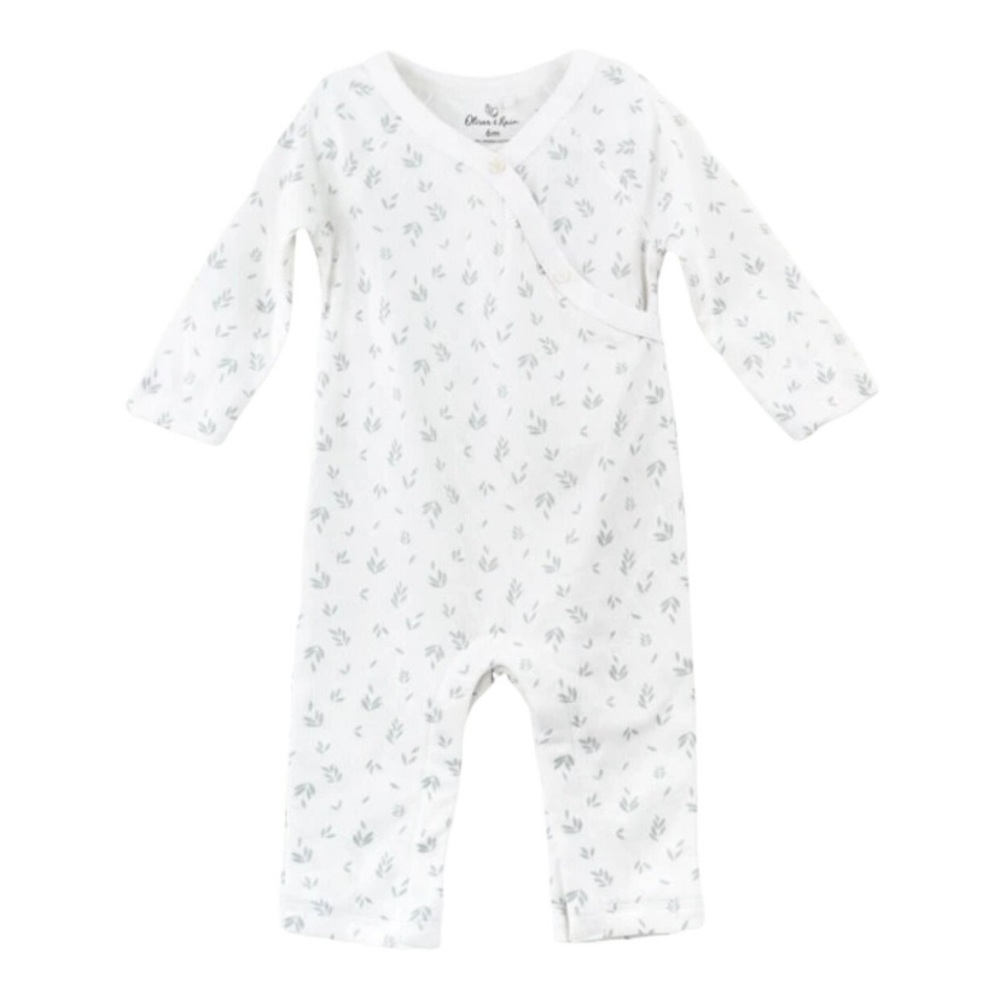 Oliver & Rain White Floral Print Pointelle Kimono Jumpsuit 6M | NWT